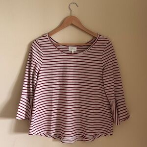 Anthropologie Deletta Striped 3/4 Bell Sleeve Top